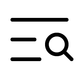 list magnifying glass light icon